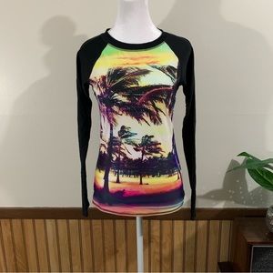 Roxy Sunset Palm Swim Coverup - Black and Multicolor